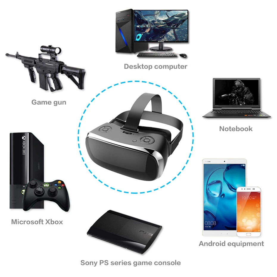 3D очки виртуальной реальности для PS 4 Xbox 360 One 2560*1440 P Дисплей HDMI Android 5 1 Все в одном VR