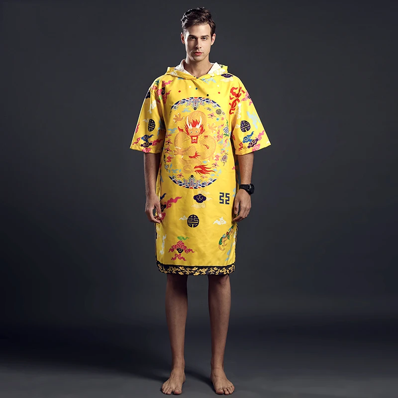 Chinese Dragon Printing Hooded Towel Quick-Dry Outdoor Beach Sport Towel Water absorption Bath Towels Diving Woman Men Bathrobe