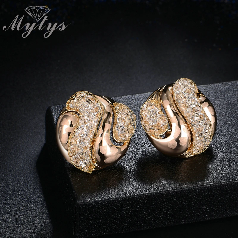 Mytys Модные Ювелирные наборы для женщин новый дизайн кристалл сетка круглый кулон