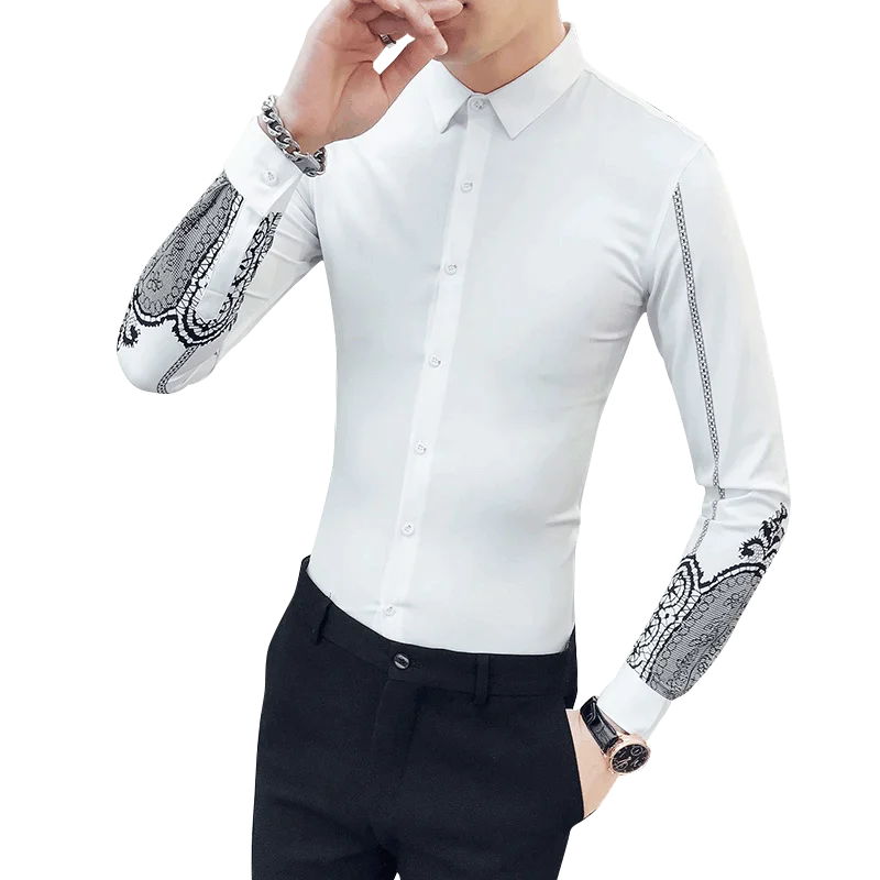 Новинка 2018 модная брендовая одежда мужские рубашки Повседневная приталенная