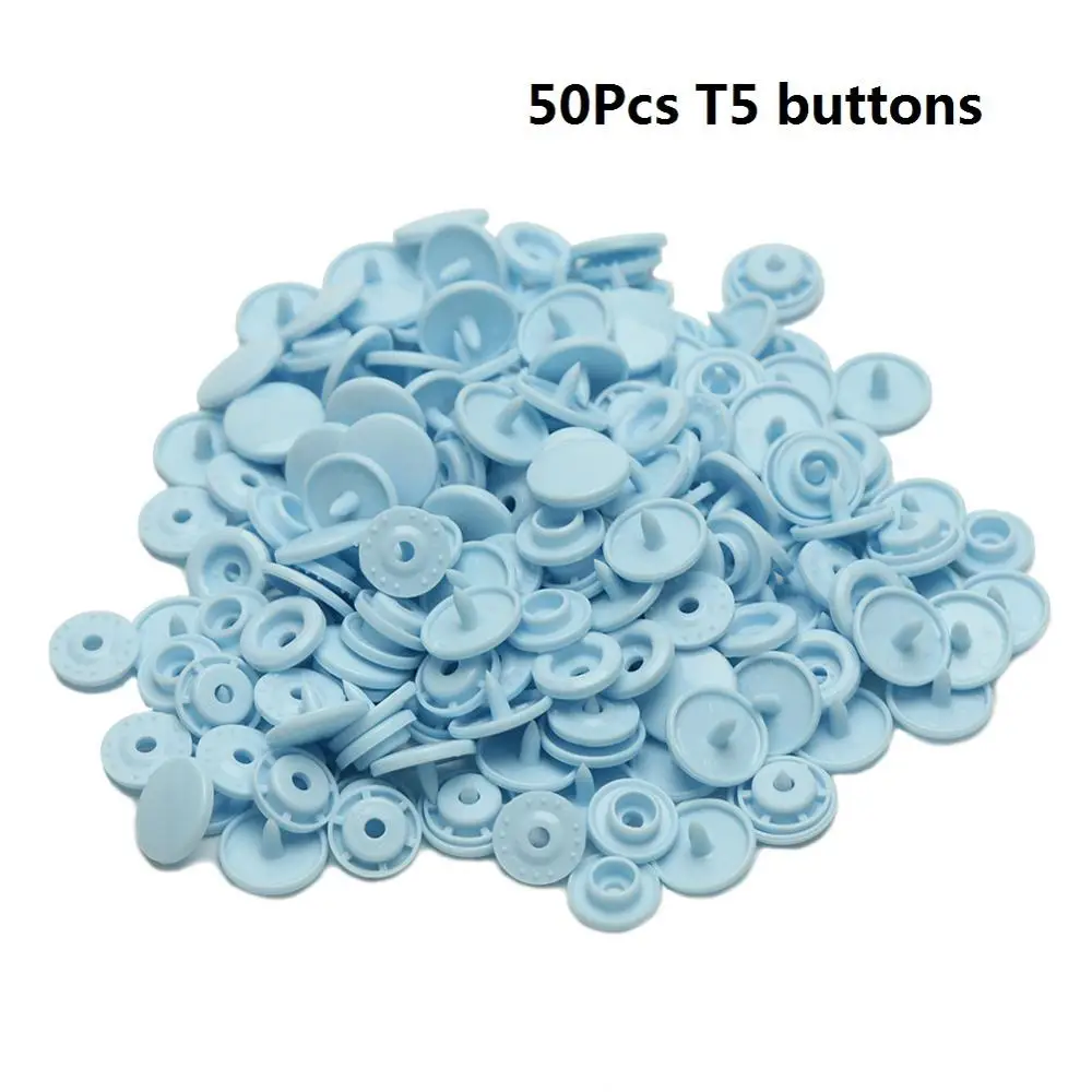 50Pcs T5 buttons Крепежные плоскогубцы, кнопка KAM T5, пластиковая смола, пресс-шпилька, тканевая кнопка, u-образный пресс, швейные инструменты - Цвет: 50Pcs T5 buttons