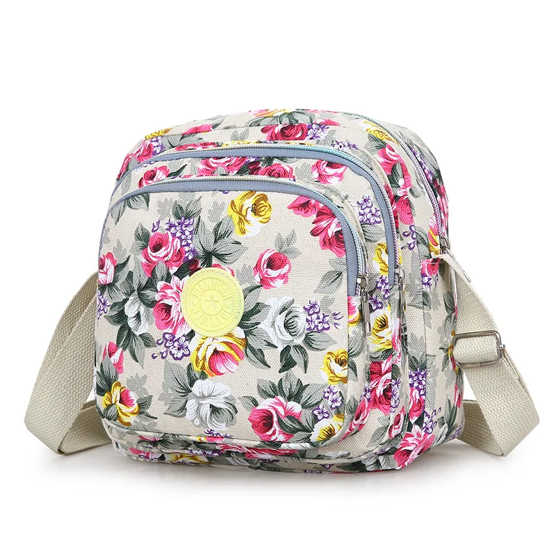 Женская Цветочная сумка через плечо милая розовая из 100% хлопка вместительная для