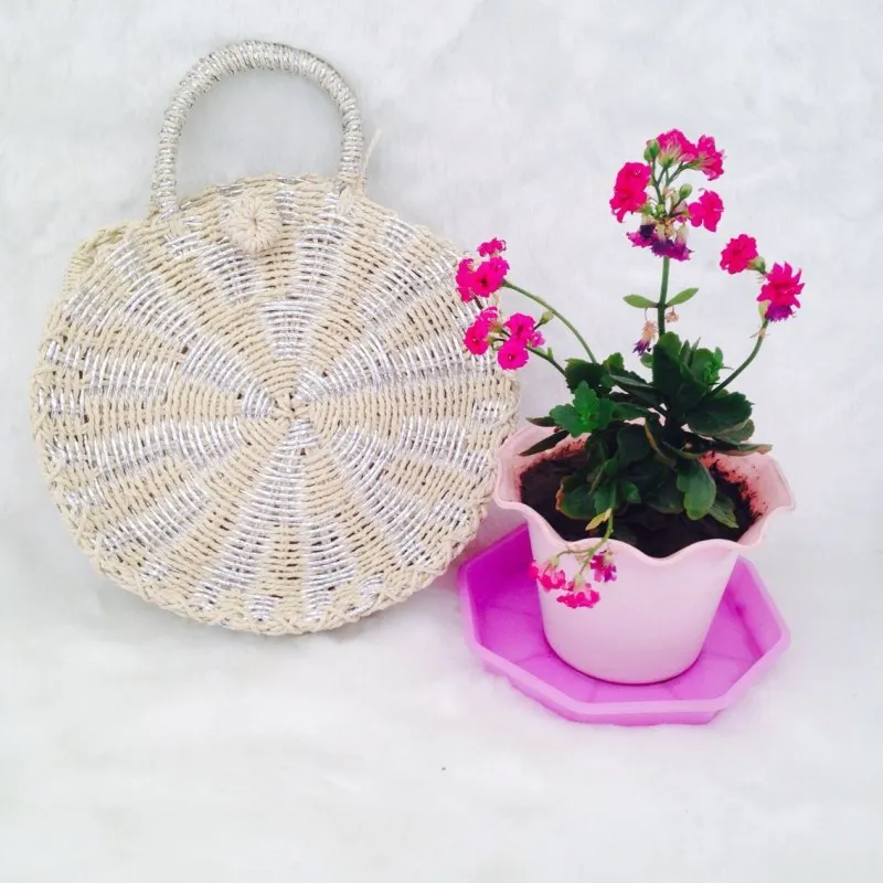 2019 Новая женская ротанговая сумка ручной работы круглая пляжная на плечо Летняя