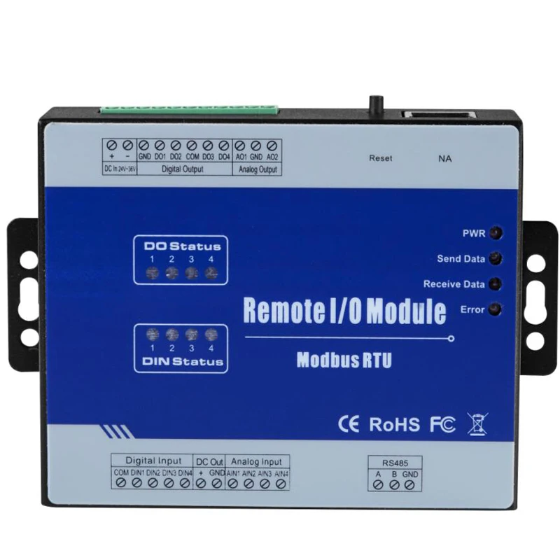 Modbus модуль удаленного ввода данных сбора (4DI + 4DO 4AI 2AO) Встроенный сторожевой