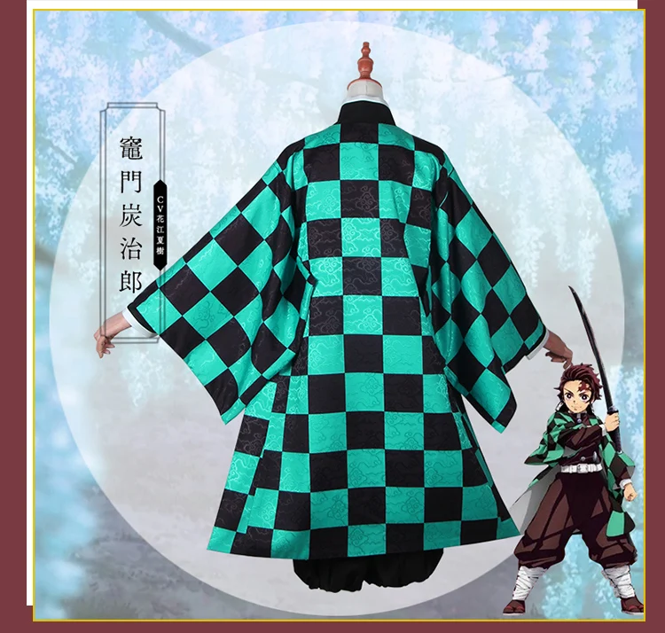 Аниме! Demon Slayer: Kimetsu no Yaiba Kamado Tanjirou Кимоно Готическая униформа косплей костюм на Хэллоуин Любой Размер