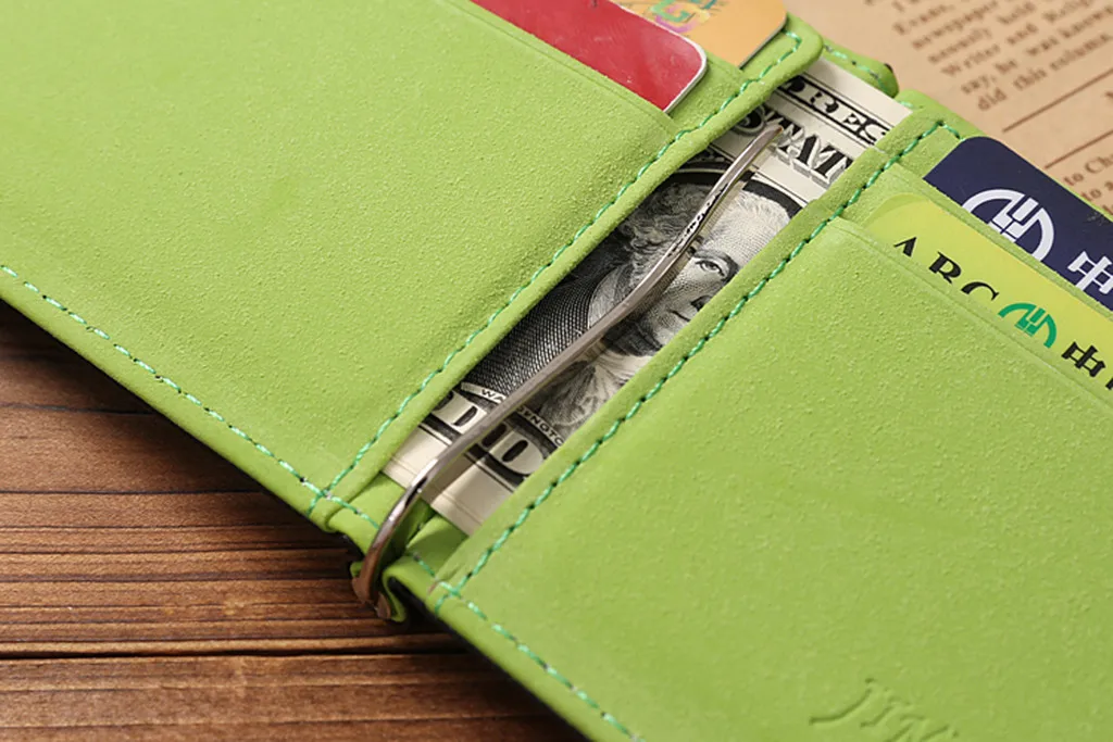 Мужская сумка со слотом для долларов тонкий кожаный мини кошелек с ID картой