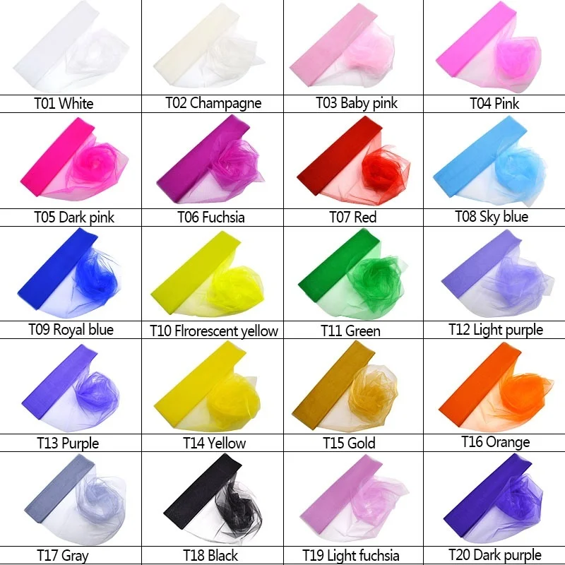 48 см * 5 м Красочные кристально чистая тюль из органзы рулон ткани для свадебная