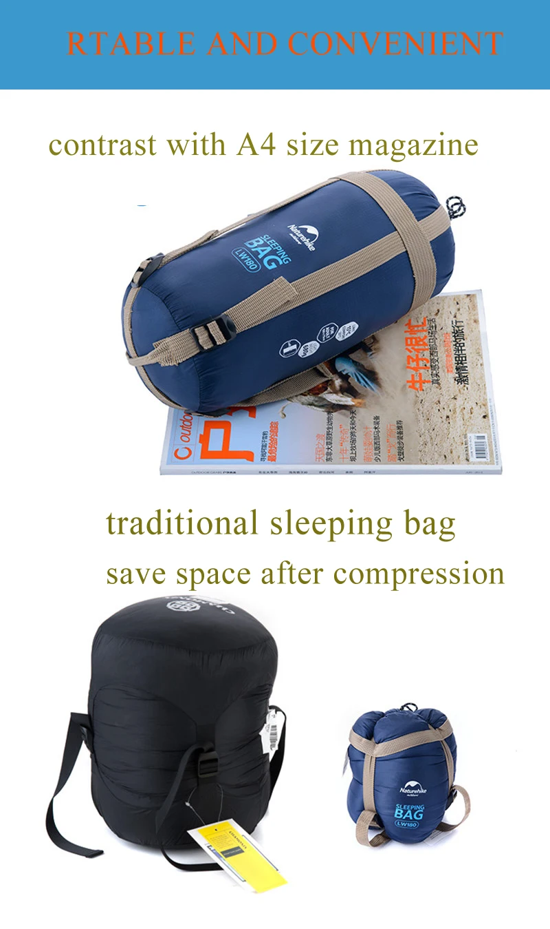 NatureHike 75x29,5 ''Мини Открытый Сверхлегкий конверт спальный мешок ультра-маленький размер для кемпинга пешего туризма альпинизма NH15S003-D