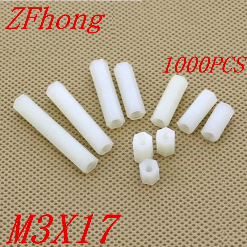 1000 шт m3 * 18 M3 x Пластиковые PC женские белые шестигранные нейлоновые стойки|standoff