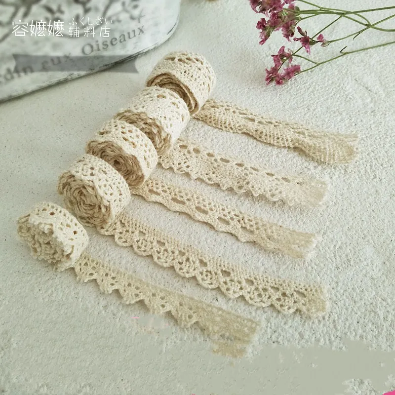 2 ярда разные размеры цвета слоновой кости вязание крючком хлопковая кружевная