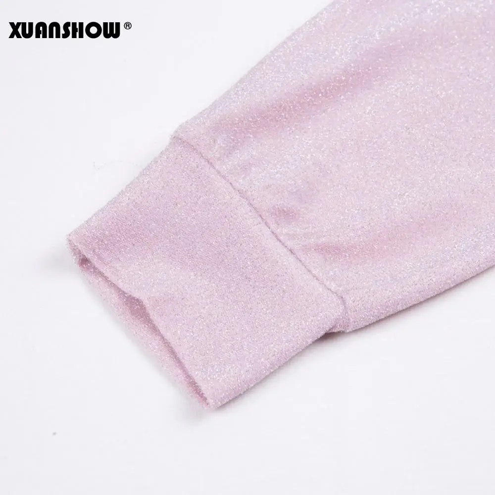XUANSHOW летний наряд женский спортивный костюм комплект из двух предметов укороченный топ и длинные штаны комплект спортивной одежды Conjuntos De Mujer