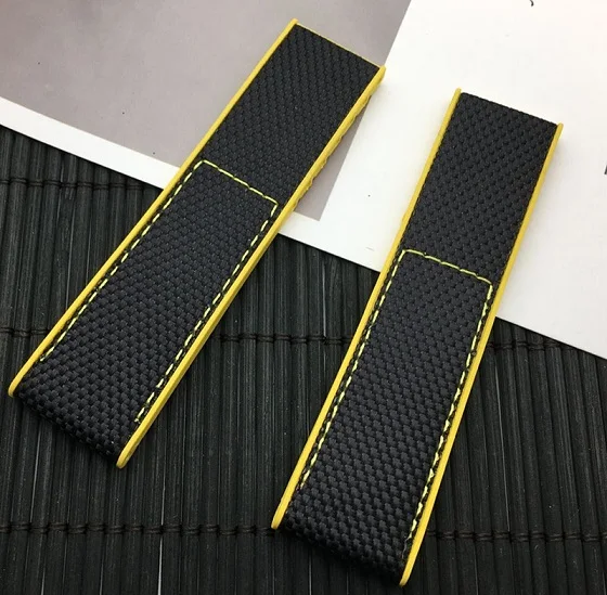 Black yellow edge Брендовый браслет силиконовый нейлоновый ремешок для часов Breitling ремешок для мстителя супер океан резиновый ремешок для часов спортивный 22 мм бесплатный инструмент - Цвет ремешка: Black yellow edge