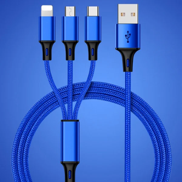 Blue ACCEZZ 3 в 1 USB кабель для iPhone XR X XS MAX Android телефон для huawei Xiaomi samsung S9 Micro usb type C кабели для быстрой зарядки - Цвет: Blue