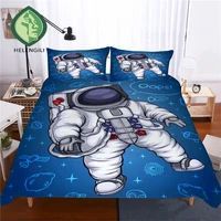helengili 3d bedding set astronaut print duvet cover set lifelike bedclothes with pillowcase bed set home textiles sg 06