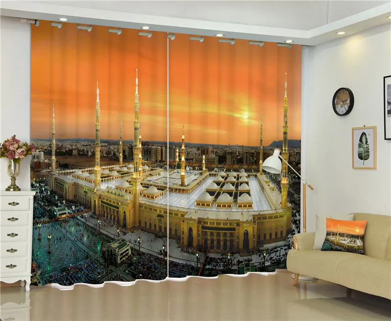

Mosque at dusk 3D Galaxy Universe Blackout Curtains For Living room Bedding room Decor Tapestry Wall Carpet Drapes Cotinas