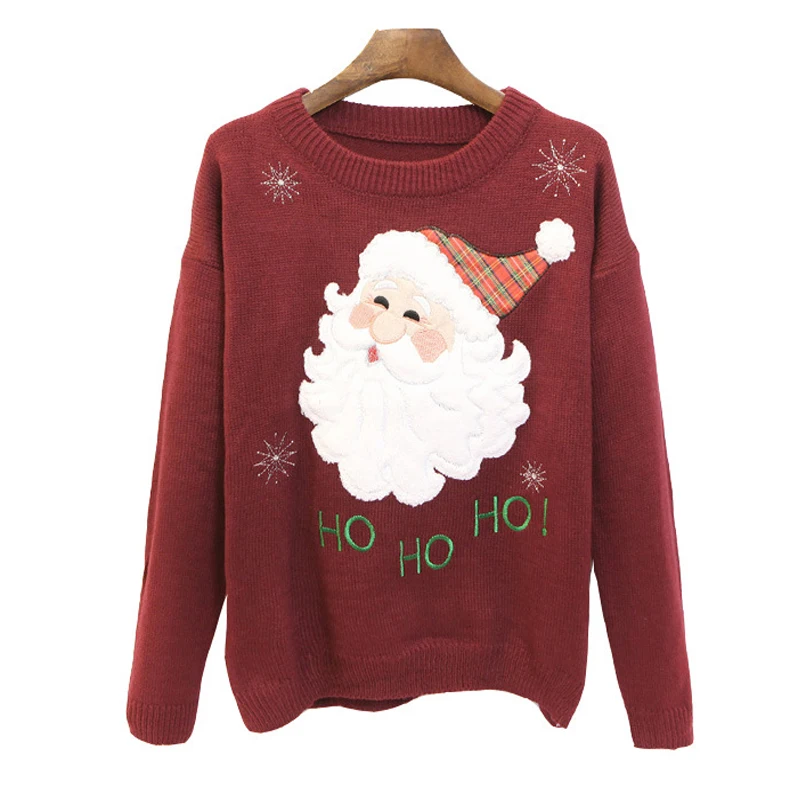 2018 Рождественский свитер пуловер вязаный джемпер Санта Клаус вязаные свитера