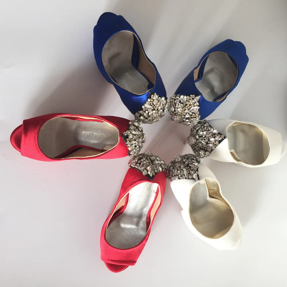 Sandales Chaussures Залить Femmes 2016 Кот Champange Синий Кристалл Бисероплетение Мода Свадебные