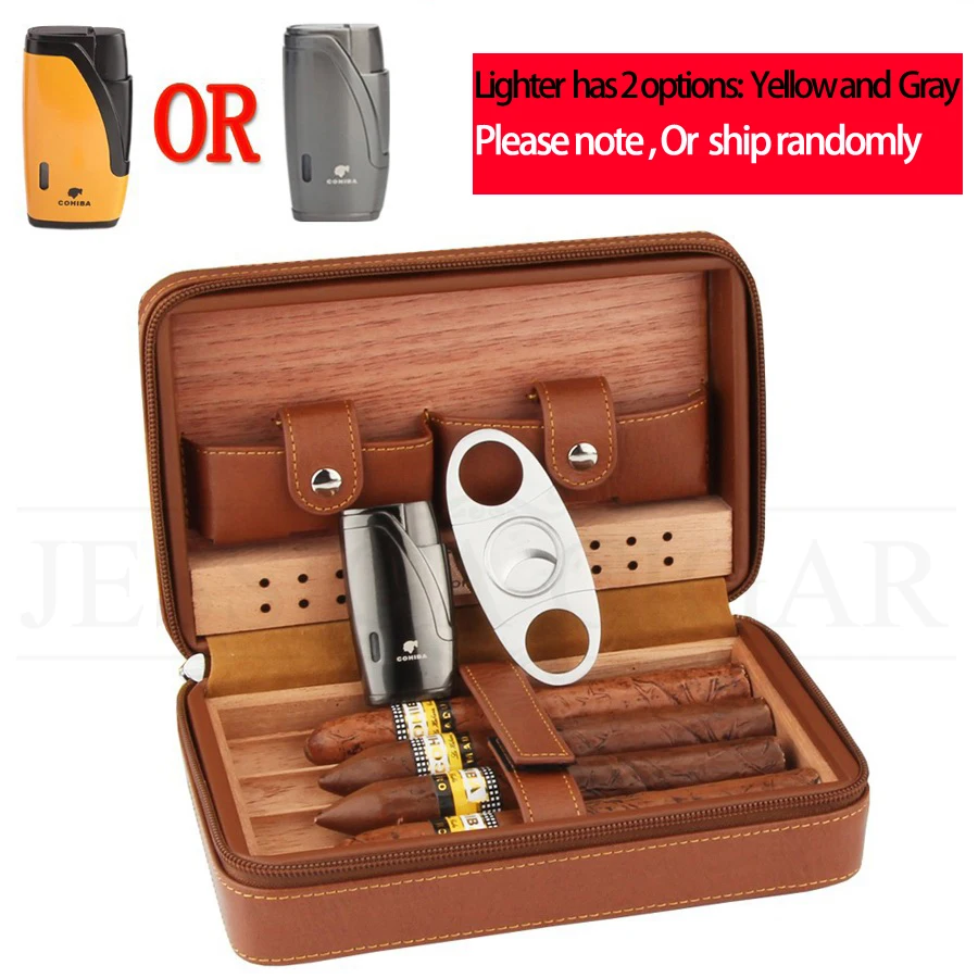 COHIBA Humidor коробка для сигар Дорожный Чехол для сигар из кожи кедра коробка для сигар с увлажнителем набор аксессуаров