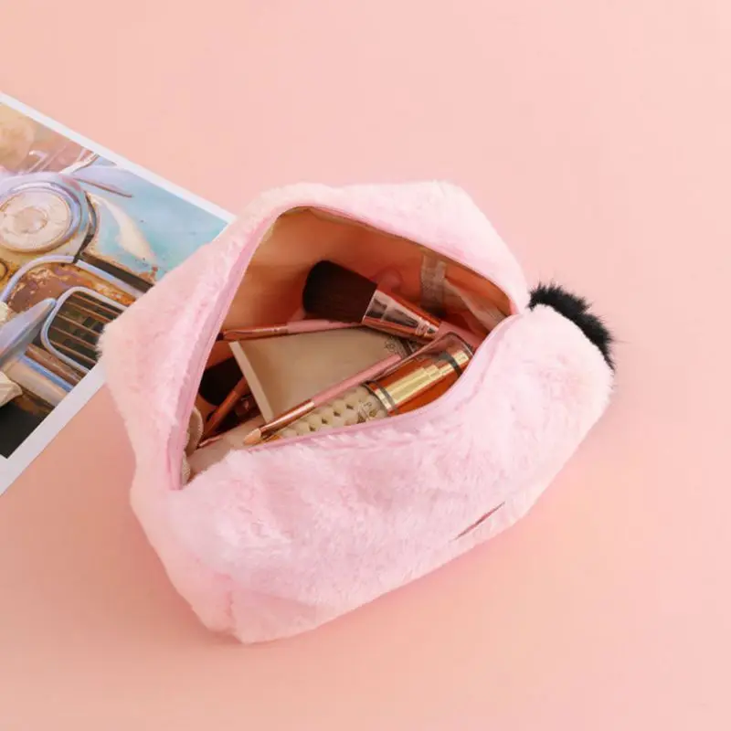 Пушистая косметичка корейская мода многофункциональный органайзер для макияжа