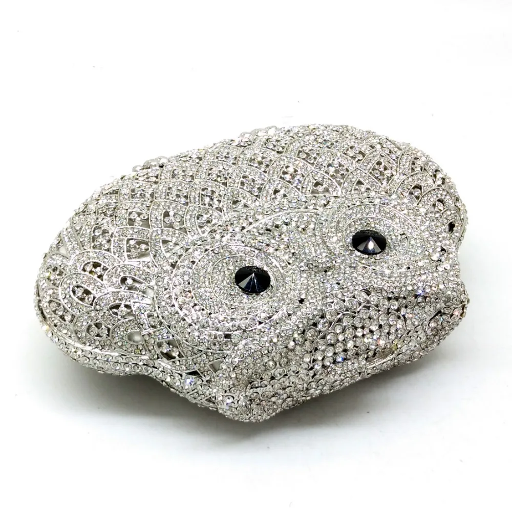 Бутик De FGG СВЕРКАЮЩИЕ СЕРЕБРЯНЫЕ Совы Minaudiere клатч женские маленькие хрустальные вечерние сумки Свадебная вечеринка Коктейльная сумочка