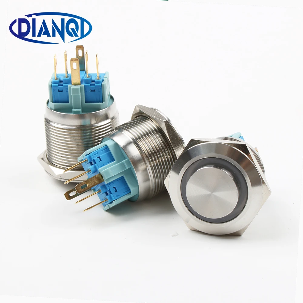 25 мм металлический кнопочный переключатель из нержавеющей стали круглый