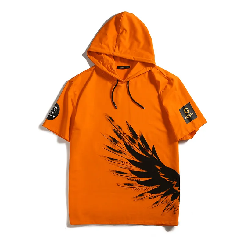 t19330 orange XXL-7XL, Мужская футболка, GXXH, больше размера, d, мужской магазин, бренд, большой размер, Мужская футболка с капюшоном, короткий рукав, футболка для толстого парня, топ, крылья, принт, рубашка, хлопок - Цвет: t19330 orange