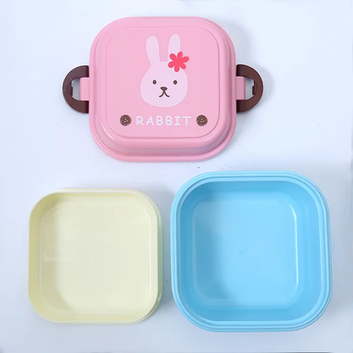 Мультяшные животные Ланч-бокс Микроволновая печь Мини двойной bento box портативный студенческий контейнер для еды