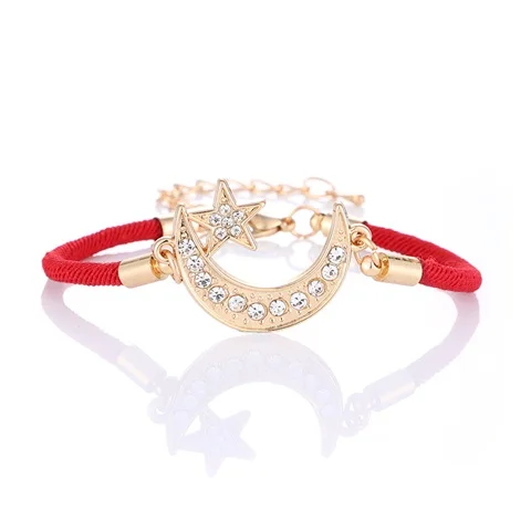 Cute Allah Muslim Religious Heart Moon Bracelet for Women's Eid al-Fitr Jewels of Fatima Eye of Evil Spirit Gift Wholesale - Окраска металла: KC gold 7
