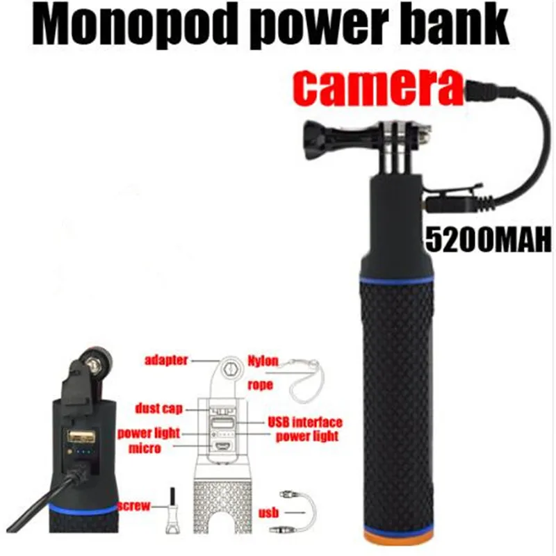 5 шт. 2 в 1 портативная батарея для камеры 5200 мАч Power Bank 21 81 см выдвижная селфи палка