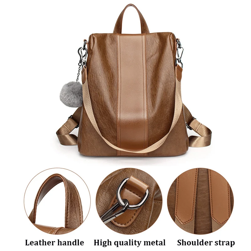 Женский рюкзак mochila feminina винтажный многофункциональный женский кожаный женская