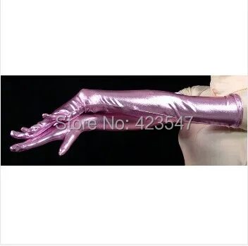 Бесплатная доставка розовые блестящие металлические аксессуары перчатки зентай