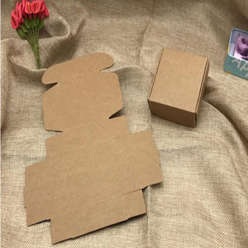 6.5x6.5x 3 см/7 5x7 5x3 см 10 штук натуральная коробка из крафт-картона для упаковки