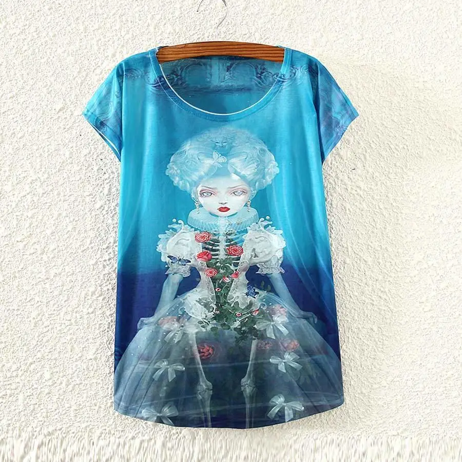 Женская футболка с принтом колесо обозрения летняя коротким рукавом 2015 модная в