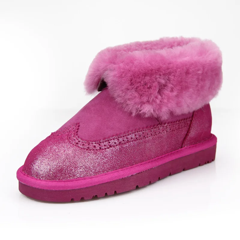 RUIYEE/женские зимние сапоги кожаные модная теплая обувь с манжетами толстые теплые