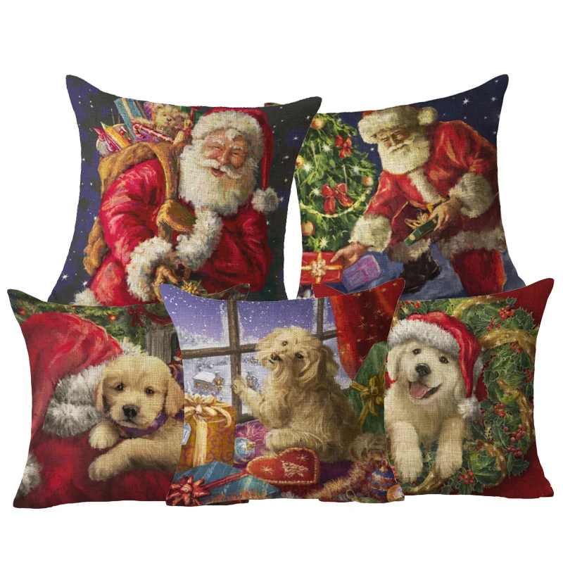 Comwarm белье хлопок Рождество Чехлы Home Decor животных Рождественский узор диван
