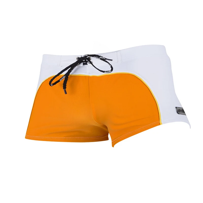 white orange Мужские сексуальные пляжные шорты для занятий спортом, спортивные шорты для фитнеса, мужские боксеры, купальник, повседневное нижнее белье, Мужской купальный костюм - Цвет: white orange