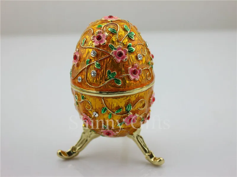 Pewter Enamel Handmade Gift Crystal metal Easter Egg Trinket Box Flower Decor Vintage Russia Magnet Craft | Дом и сад