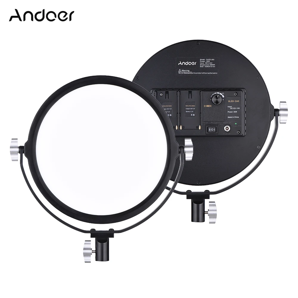Andoer OLED 260 5600K Цветовая температура с регулируемой яркостью светодиодный видео