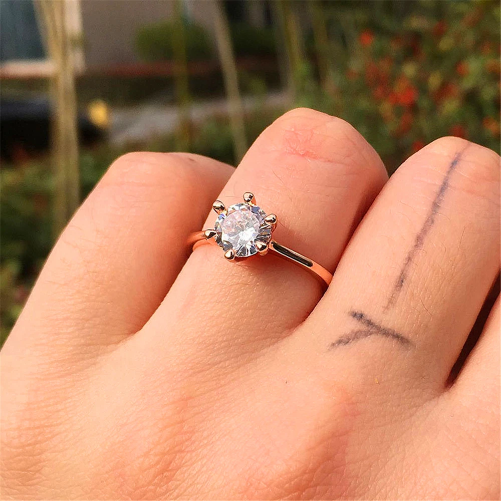 Ladies luxury classic single zircon ring exquisite workmanship gorgeous embellishment charming fashion engagement preferred | Украшения и