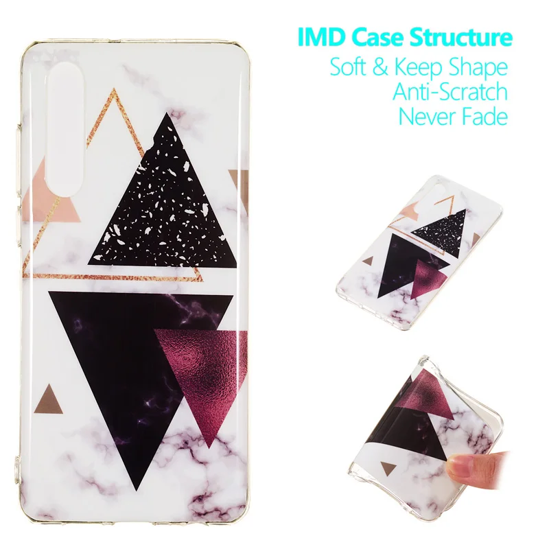 

Fashion Triangle Marble Soft TPU Case Mobile Phone Silicone Cover Back Bags Skins Shell Coque Fundas Capa for HUAWEI P30 Pro P30