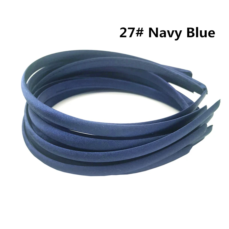 27 Navy Blue 10 шт./лот, 10 мм, 30 цветов, однотонная цветная атласная ткань, покрытая полимерной лентой, лента для волос для взрослых девочек, повязка на голову для детей, аксессуары для волос DIY - Цвет: 27 Navy Blue