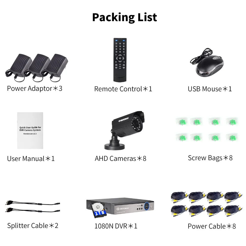 Камера Наружного видеонаблюдения DEFEWAY система камер домашней безопасности 1080N HDMI
