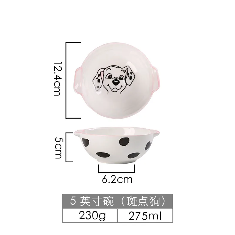 Spot 5 inch Bowl Милый набор посуды для собак, Детские обеденные чашки-тарелки, ложка, миска для лапши, керамическая миска для домашних животных, декоративная мультяшная посуда для животных - Color: Spot 5 inch Bowl