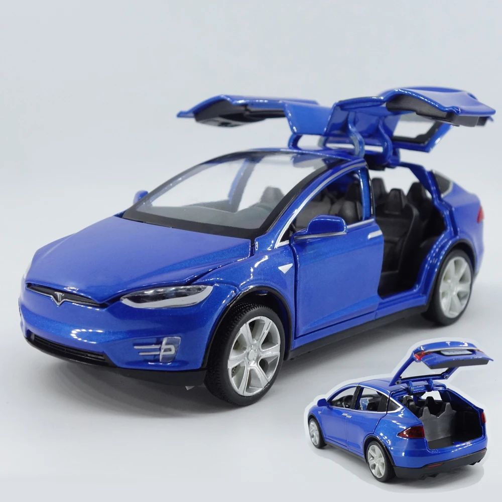 Модель автомобиля Tesla Model X из сплава 1:32 с электронной игрушкой имитацией света и