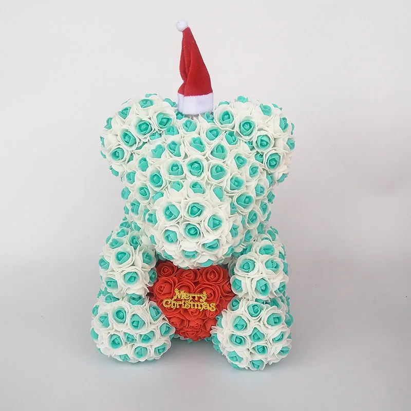 teddy bear rose bear with heart artificial roses foam roses flower Christmas decoration for home. christmas gift - Цвет: tifu blue1
