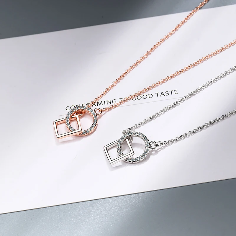 Подвеска из серебра 925 пробы с двумя кольцами|Ожерелья| |