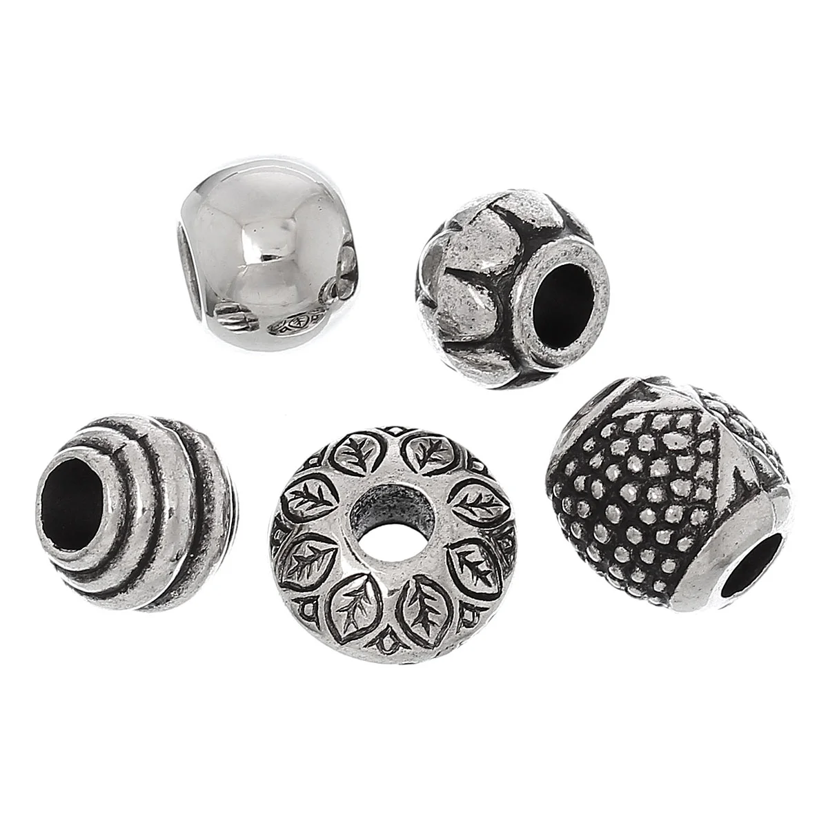 DoreenBeads 50 шт. случайно Смешанные акриловые бусины серебристого цвета подходят для