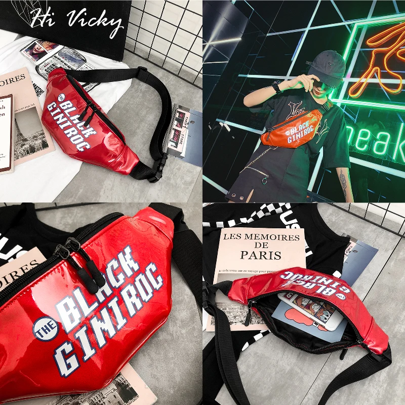 Женская поясная сумка с надписью путешественника на груди красный черный 2018