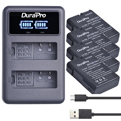 4 Black n Charger 1200 мА/ч, EN-EL14 RU EL14 EL14A Камера Батарея+ светодиодный USB Зарядное устройство для Nikon EN-EL14 d5300 d5200 d5100 d3100 d3200 P710 акумуляторная батарея - Цвет: 4 Black n Charger
