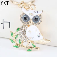 cute owl branch white crystal charm purse handbag car key keyring keychain party wedding birthday party girl lover gift